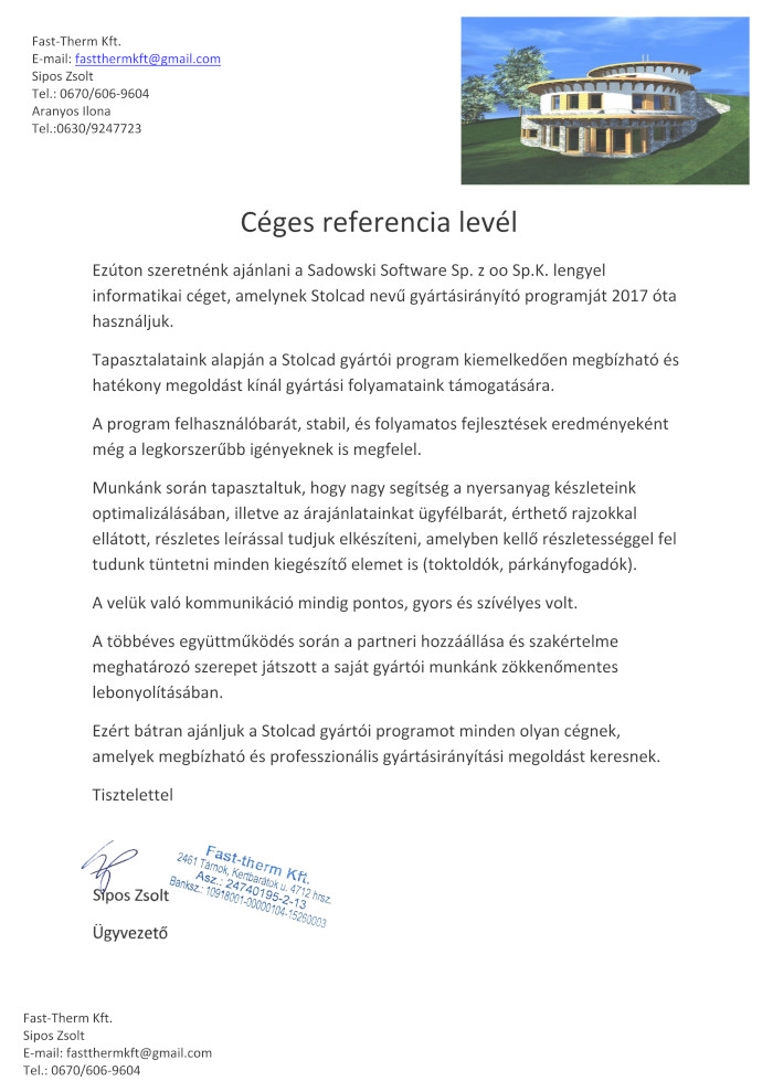 Referință de la compania Referencja od Firmy 2